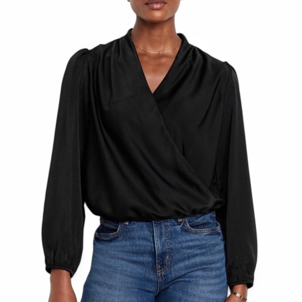 Woman’s Black Wrap Top